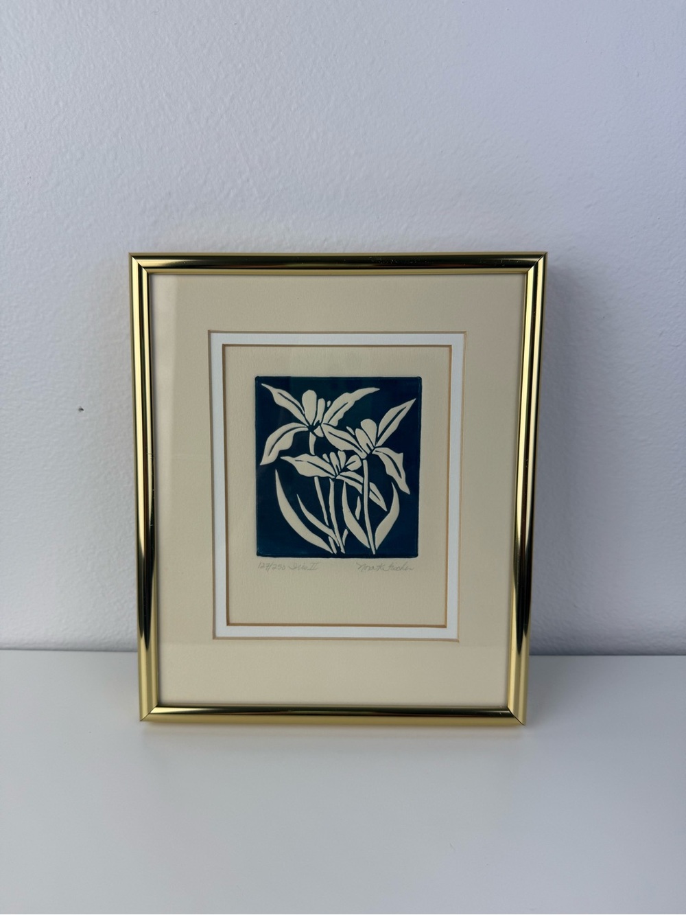Signed Numbered Iris II Embossed Relief Print Framed